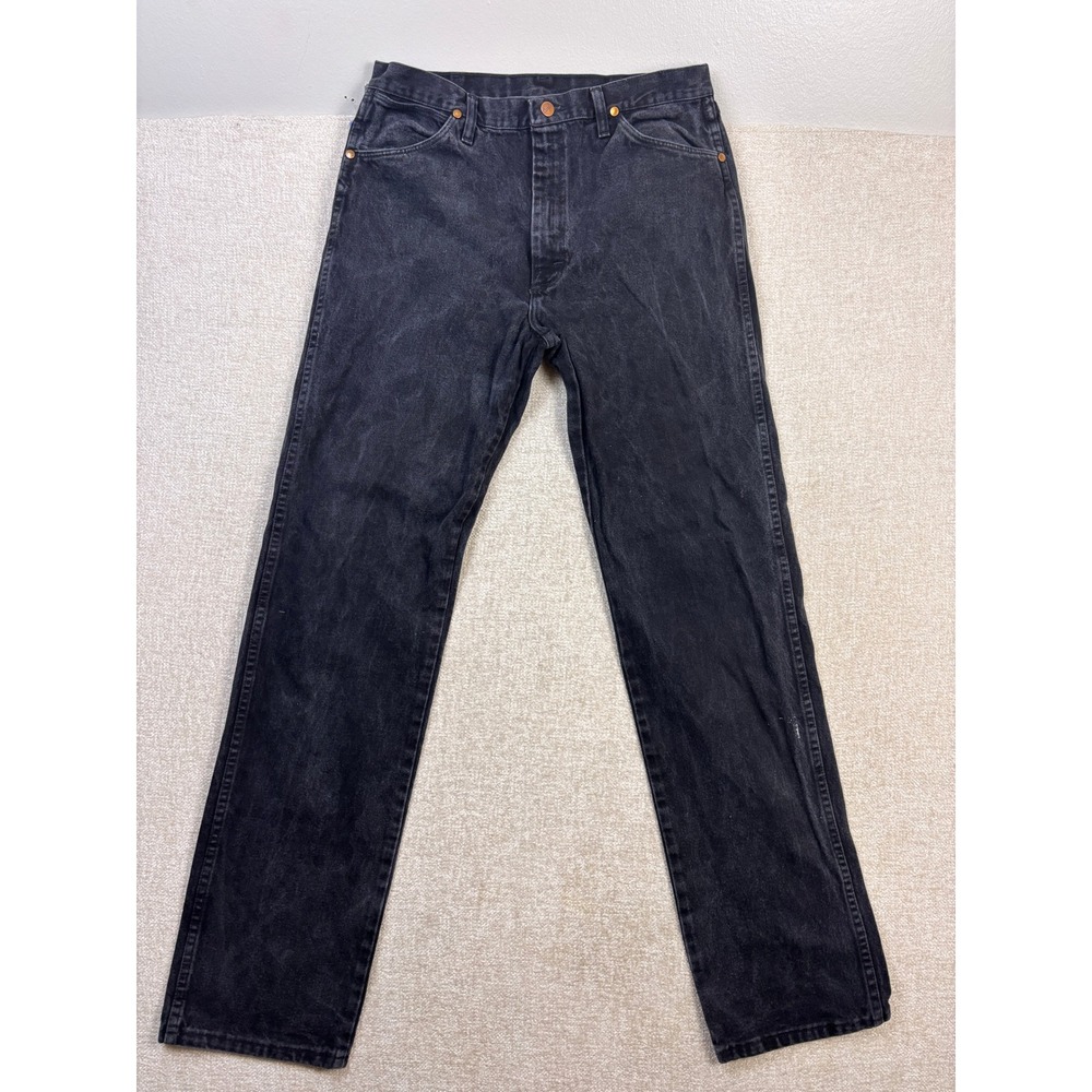 Wrangler 13MWZWK Men Black Cowboy Cut Relaxed Fit Distressed Jeans 32x36 Vintage
